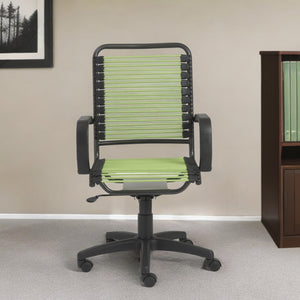 Homeroots Green And Black Adjustable Swivel Bungee Rolling Office Chair  Bungee 400766