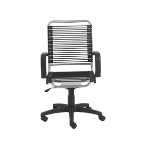 Homeroots Black And Silver Adjustable Swivel Bungee Rolling Office Chair  Bungee 400767