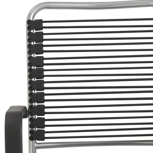 Homeroots Black And Silver Adjustable Swivel Bungee Rolling Office Chair  Bungee 400767