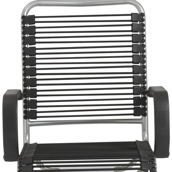 Homeroots Black And Silver Adjustable Swivel Bungee Rolling Office Chair  Bungee 400767