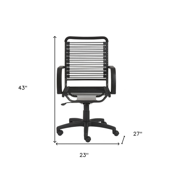 Homeroots Black Adjustable Swivel Bungee Rolling Office Chair  Bungee 400768