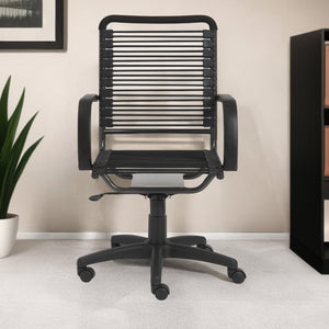 Homeroots Black Adjustable Swivel Bungee Rolling Office Chair  Bungee 400768
