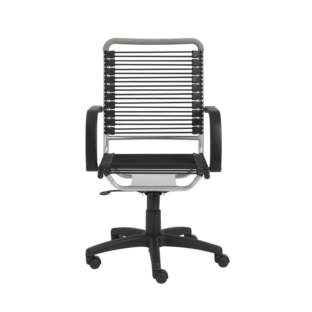 Homeroots Black And Silver Adjustable Swivel Bungee Rolling Office Chair  Bungee 400769