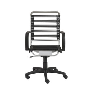 Homeroots Black And Silver Adjustable Swivel Bungee Rolling Office Chair  Bungee 400769