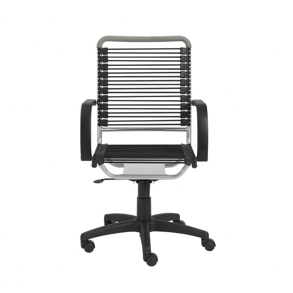 Homeroots Black And Silver Adjustable Swivel Bungee Rolling Office Chair  Bungee 400769