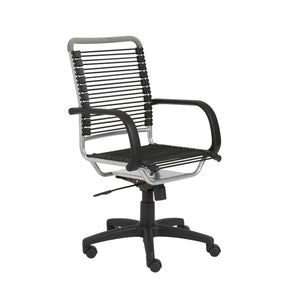 Homeroots Black And Silver Adjustable Swivel Bungee Rolling Office Chair  Bungee 400769