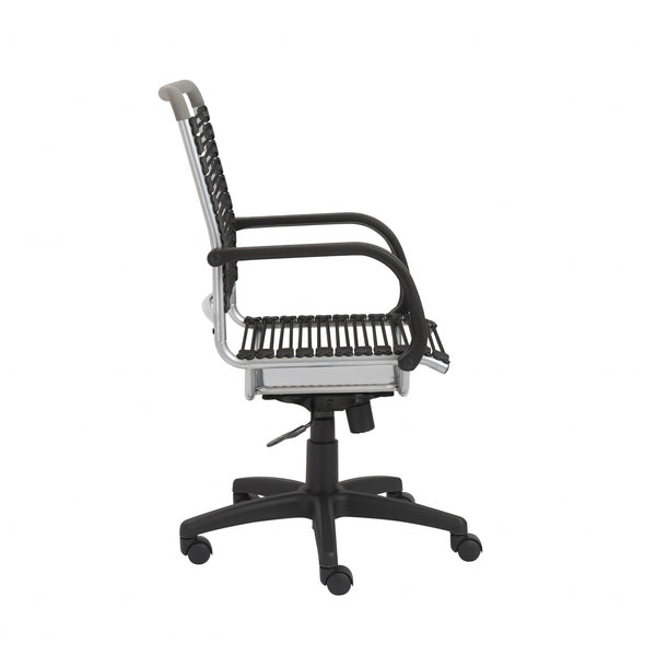 Homeroots Black And Silver Adjustable Swivel Bungee Rolling Office Chair  Bungee 400769