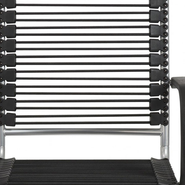 Homeroots Black And Silver Adjustable Swivel Bungee Rolling Office Chair  Bungee 400769