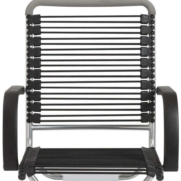 Homeroots Black And Silver Adjustable Swivel Bungee Rolling Office Chair  Bungee 400769