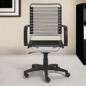 Homeroots Black And Silver Adjustable Swivel Bungee Rolling Office Chair  Bungee 400769