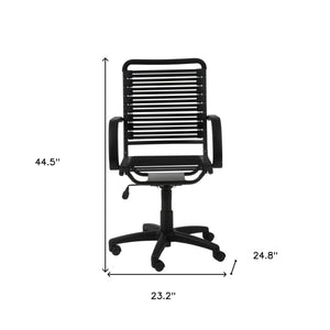 Homeroots Black Adjustable Swivel Bungee Rolling Office Chair  Flat Bungie Cords,Steel Frame And Nylon Base 400770