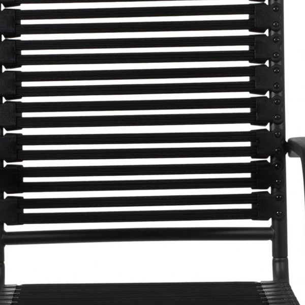 Homeroots Black Adjustable Swivel Bungee Rolling Office Chair  Flat Bungie Cords,Steel Frame And Nylon Base 400770