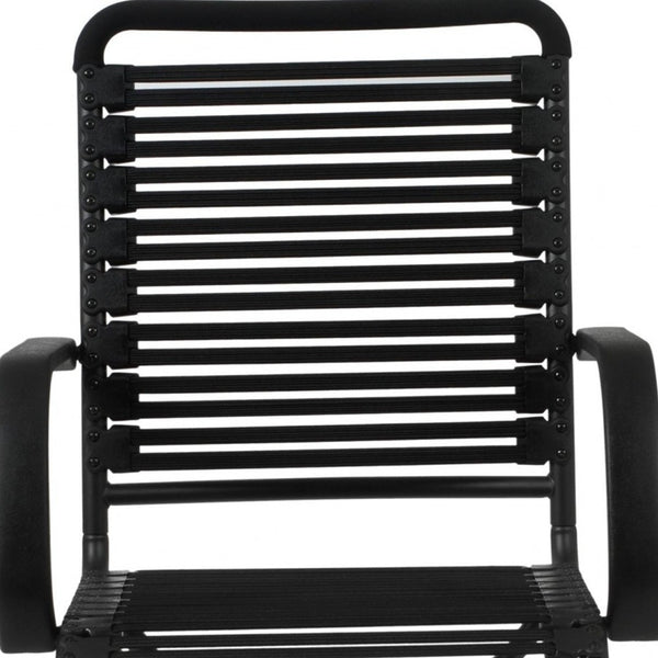 Homeroots Black Adjustable Swivel Bungee Rolling Office Chair  Flat Bungie Cords,Steel Frame And Nylon Base 400770