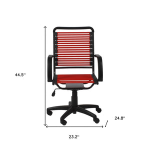 Homeroots Red And Black Adjustable Swivel Bungee Rolling Office Chair  Flat Bungie Cords,Steel Frame And Nylon Base 400771