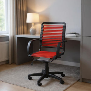 HomeRoots Red Swivel Bungee Office Chair - Adjustable Height, Breathable Design & Sporty Style for Comfort 400771