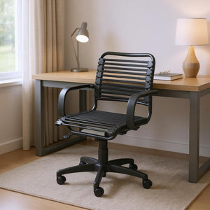 HomeRoots Black Adjustable Swivel Bungee Rolling Office Chair – Ergonomic, Stylish, and Perfect for Long Hours! 400772