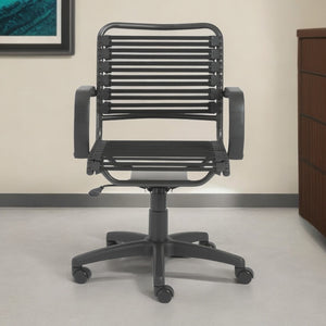 Homeroots Black Adjustable Swivel Bungee Rolling Office Chair  Bungee 400772