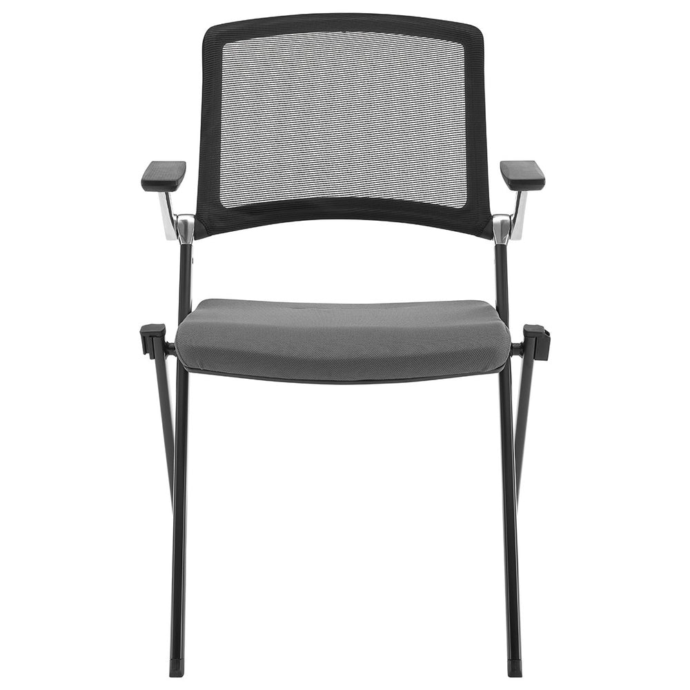 Homeroots Set Of Two Black Gray And Black Mesh Conference Office Chair  Mesh,Fabric 400777