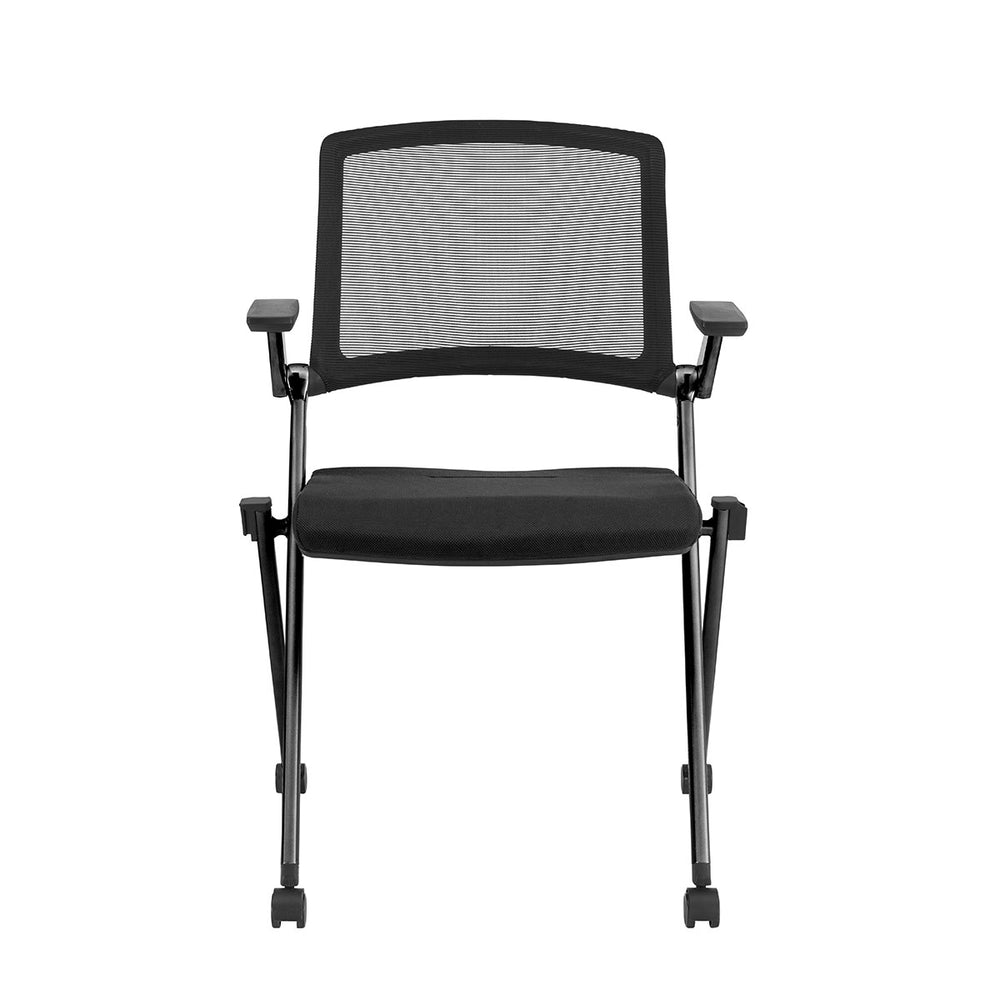 Homeroots Set Of Two Black Mesh Rolling Conference Office Chair  Mesh,Fabric 400778