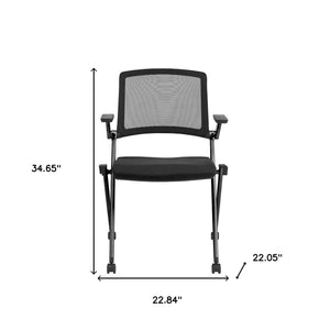 Homeroots Set Of Two Black Mesh Rolling Conference Office Chair  Mesh,Fabric 400778