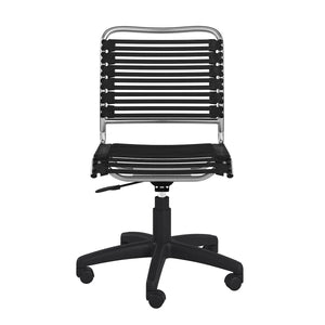 Homeroots Black And Silver Adjustable Swivel Bungee Rolling Office Chair  Flat Bungie Cords,Steel Frame And Nylon Base 400779