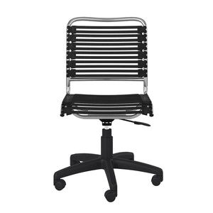 Homeroots Black And Silver Adjustable Swivel Bungee Rolling Office Chair  Flat Bungie Cords,Steel Frame And Nylon Base 400779