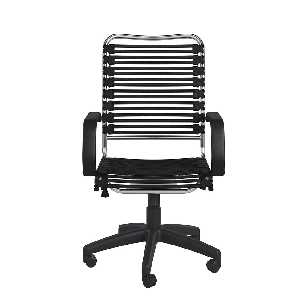 Homeroots Black And Silver Adjustable Swivel Bungee Rolling Office Chair  Bungee 400780