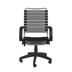 Homeroots Black And Silver Adjustable Swivel Bungee Rolling Office Chair  Bungee 400780