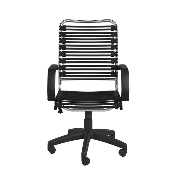 Homeroots Black And Silver Adjustable Swivel Bungee Rolling Office Chair  Bungee 400780