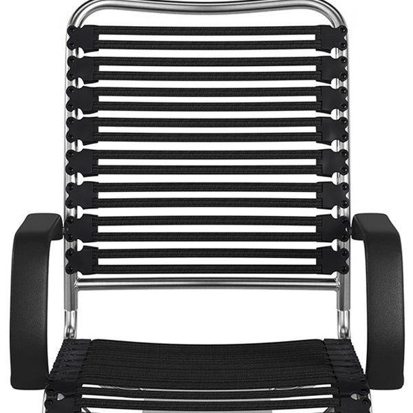 Homeroots Black And Silver Adjustable Swivel Bungee Rolling Office Chair  Bungee 400780