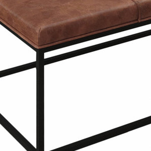 Homeroots 46" Brown And Black Faux Leather And Metal Coffee Table   400790