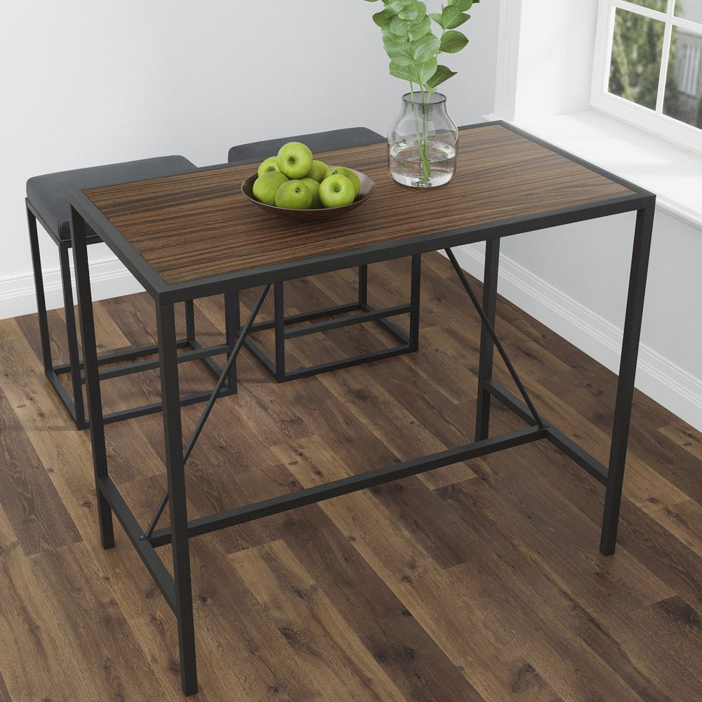 Homeroots Modern Geo Black And Walnut Bar Dining Table   400791