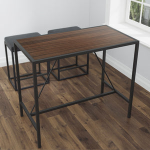 Homeroots Modern Geo Black And Walnut Bar Dining Table   400791