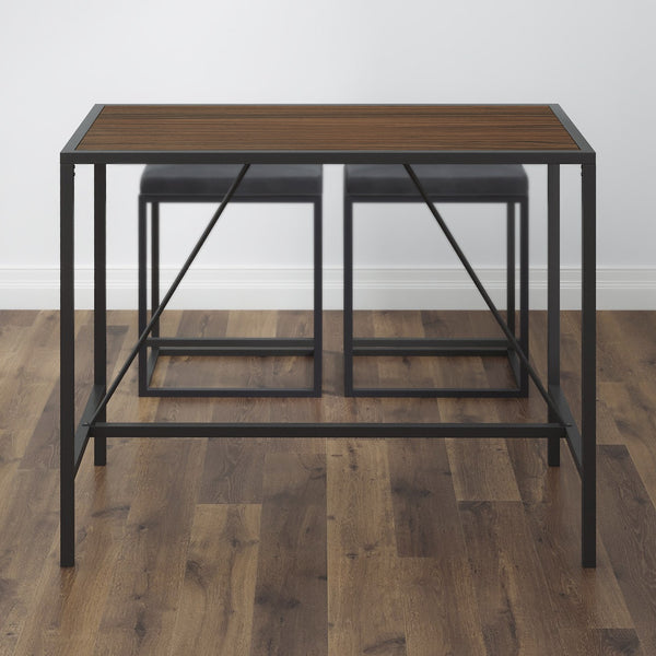 Homeroots Modern Geo Black And Walnut Bar Dining Table   400791
