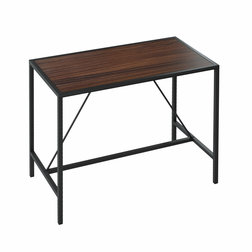 Homeroots Modern Geo Black And Walnut Bar Dining Table   400791