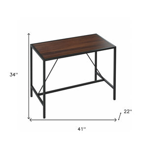 Homeroots Modern Geo Black And Walnut Bar Dining Table   400791