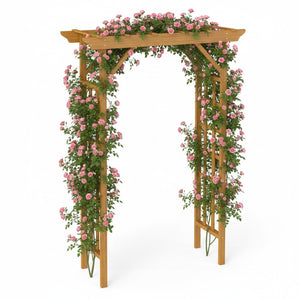 English Elm Wooden Garden Arch Solid Freestanding Trellis for Climbing Plants and Ceremonies W2640P356954