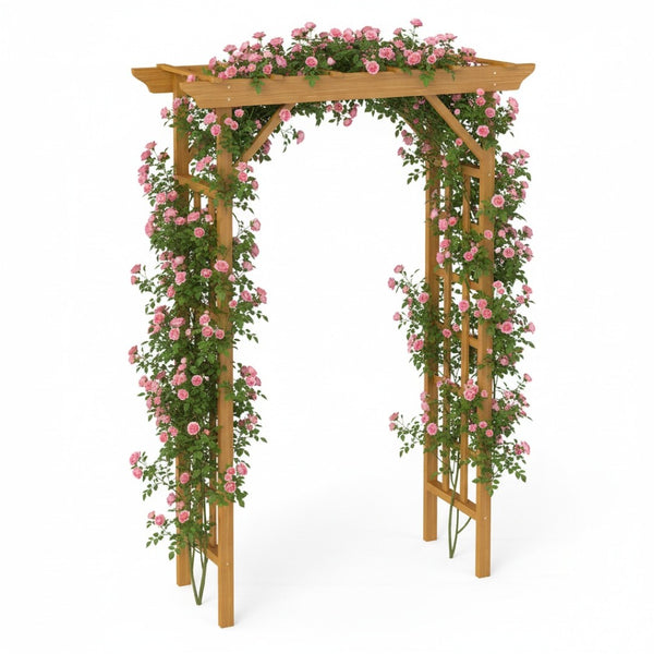 English Elm Wooden Garden Arch Solid Freestanding Trellis for Climbing Plants and Ceremonies W2640P356954