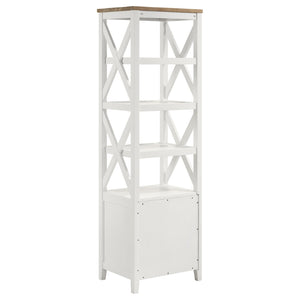 English Elm Evanston Coastal Farmhouse 3 Piece Entertainment Center with Ash Veneer and X Trellis Towers B062S01795