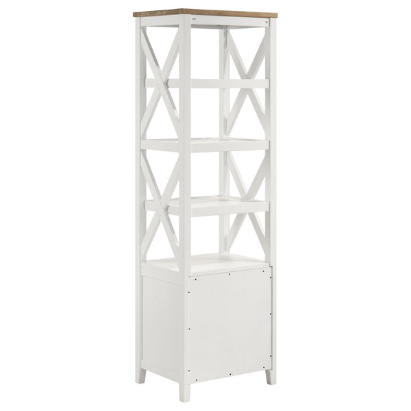 English Elm Evanston Coastal Farmhouse 3 Piece Entertainment Center with Ash Veneer and X Trellis Towers B062S01795