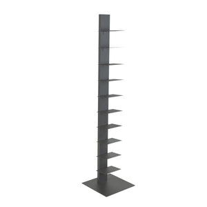 Homeroots 60" Dark Gray Metal Ten Shelf Modern Tower Bookcase   400821