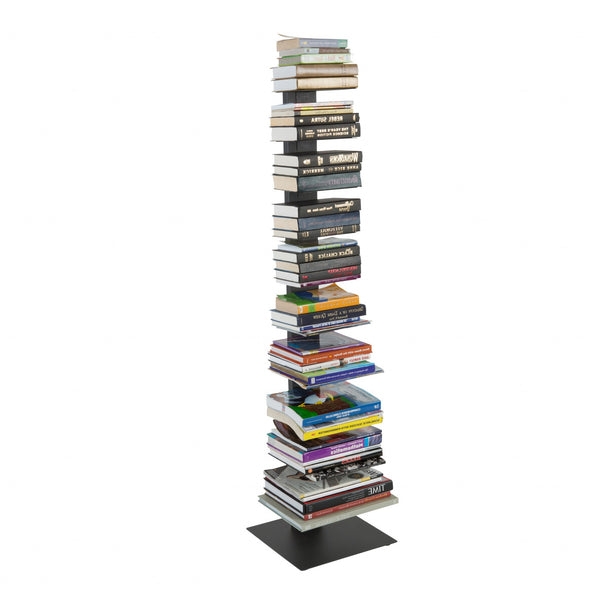 Homeroots 60" Dark Gray Metal Ten Shelf Modern Tower Bookcase   400821