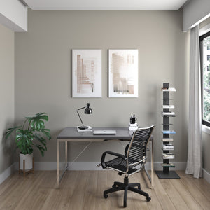 Homeroots 60" Dark Gray Metal Ten Shelf Modern Tower Bookcase   400821