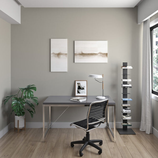 HomeRoots 60" Dark Gray Metal Ten-Shelf Tower Bookcase - Sleek Industrial Design for Modern Spaces & Versatile Storage 400821