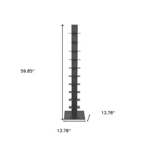 HomeRoots 60" Dark Gray Metal Ten-Shelf Tower Bookcase - Sleek Industrial Design for Modern Spaces & Versatile Storage 400821