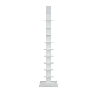 HomeRoots 60" White Metal Ten Shelf Modern Tower Bookcase - Slim Industrial Design for Stylish Storage & Display 400822