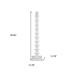 HomeRoots 60" White Metal Ten Shelf Modern Tower Bookcase - Slim Industrial Design for Stylish Storage & Display 400822