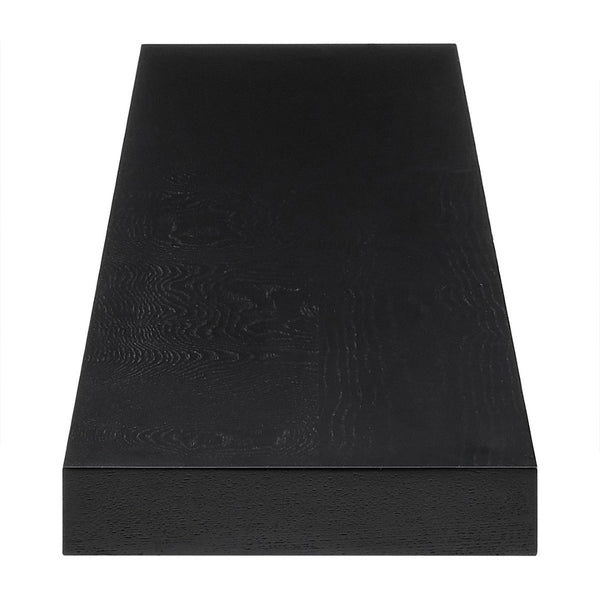 HomeRoots 75" Black Wooden Floating Shelf – Sleek Minimalist Wall-Mounted Decor for Modern Living Spaces & Storage 400824