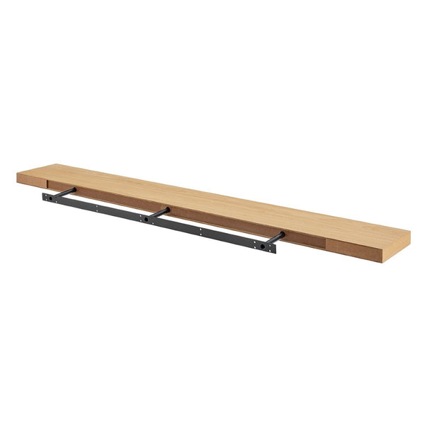 HomeRoots 75" Natural Wooden Floating Shelf - Minimalist Wall-Mount Storage for Modern & Traditional Spaces 400825
