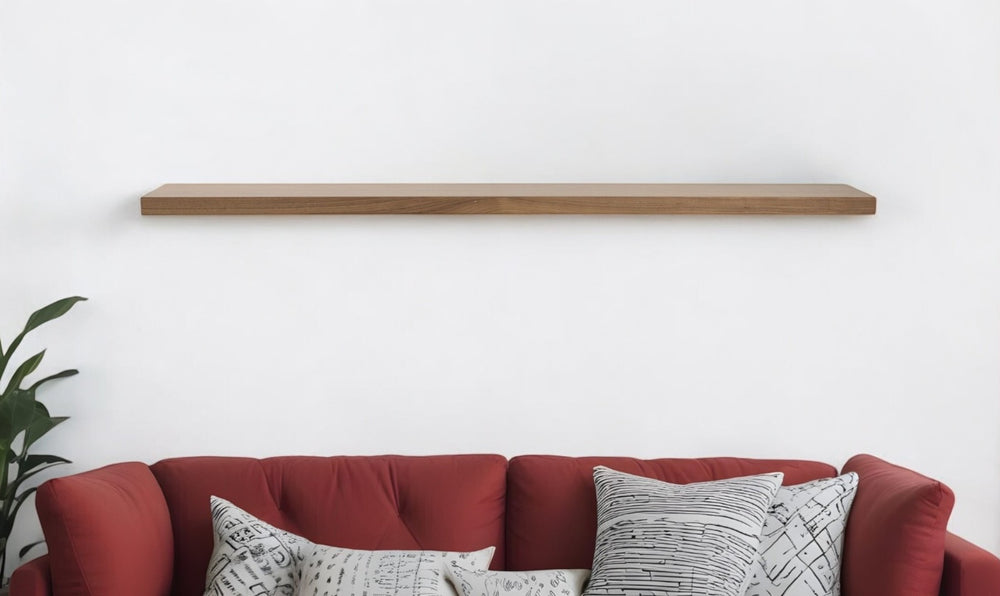 HomeRoots 75" Brown Wooden Floating Shelf – Elegant Wall-Mounted Display for Books, Décor & Kitchen Essentials 400826